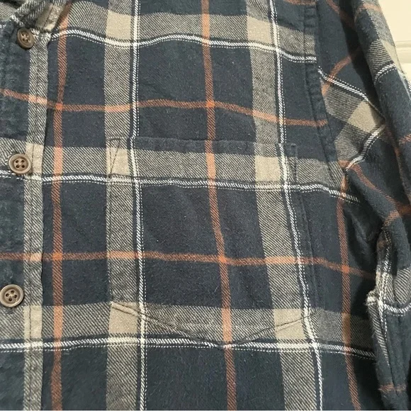 Denim & Flower Ricky Singh Navy Blue Green Plaid Long Sleeve Flannel Size Small - Picture 3 of 8